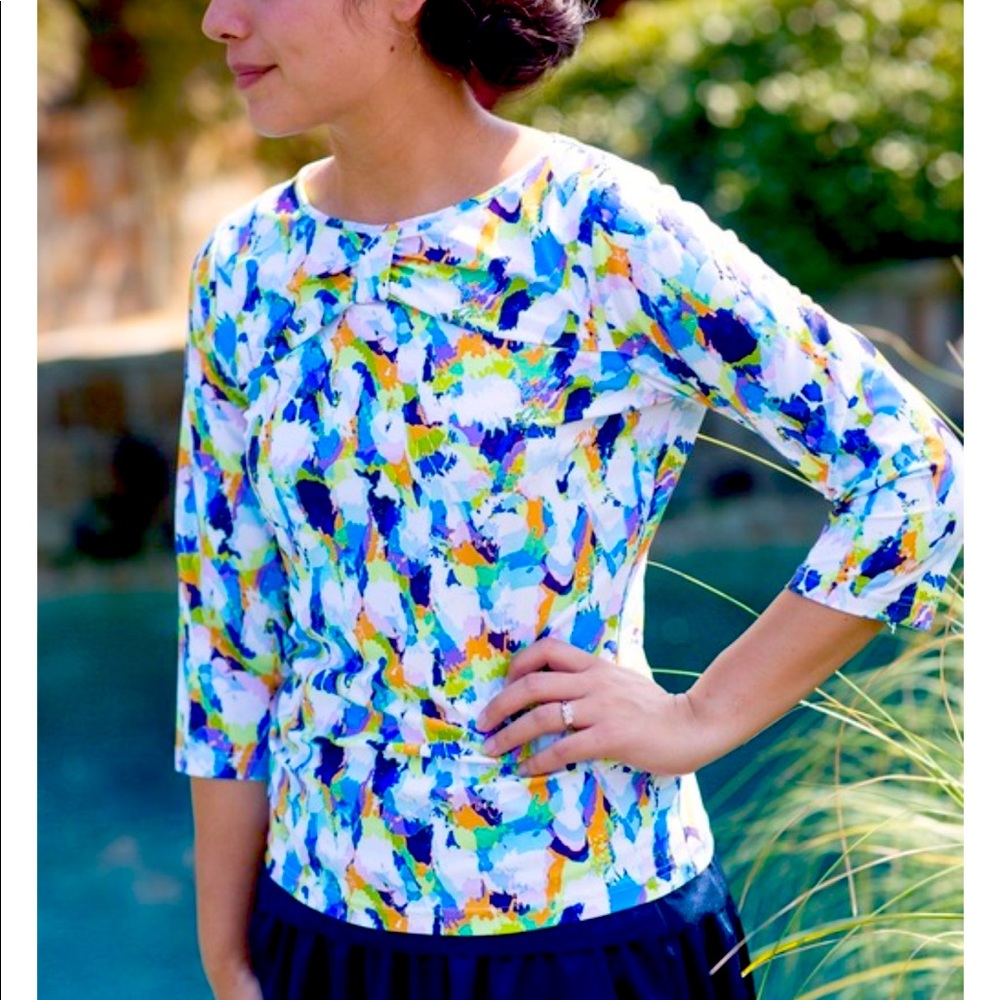 NWT Geometric Dainty Jewells Bow Swim Top Sz Xxl